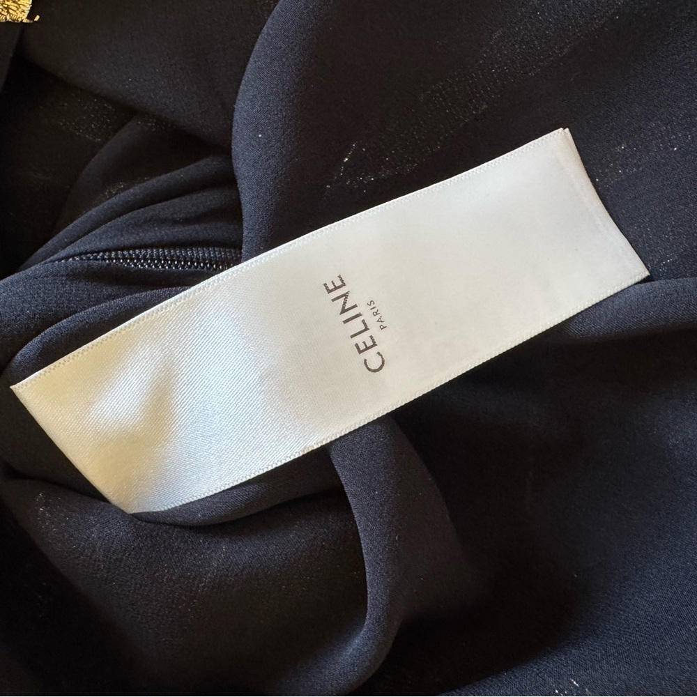 CELINE Paris Black and Gold Lame Patterned Mini Dress FR 38 US2/4 - Picture 9 of 11